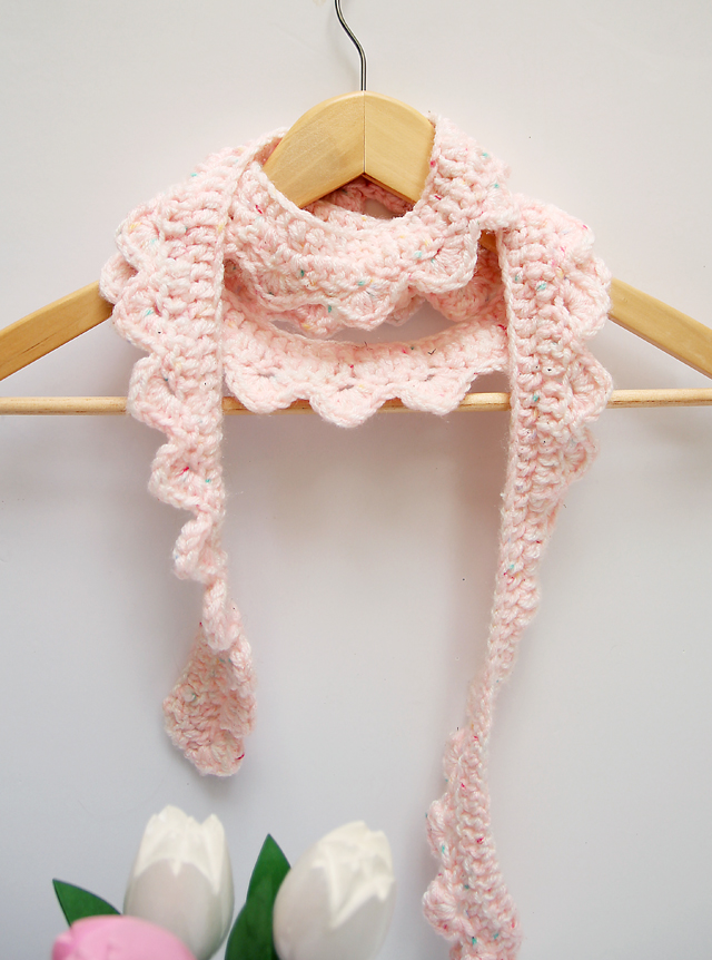 Crocheted Scalloped Skinny Scarf
